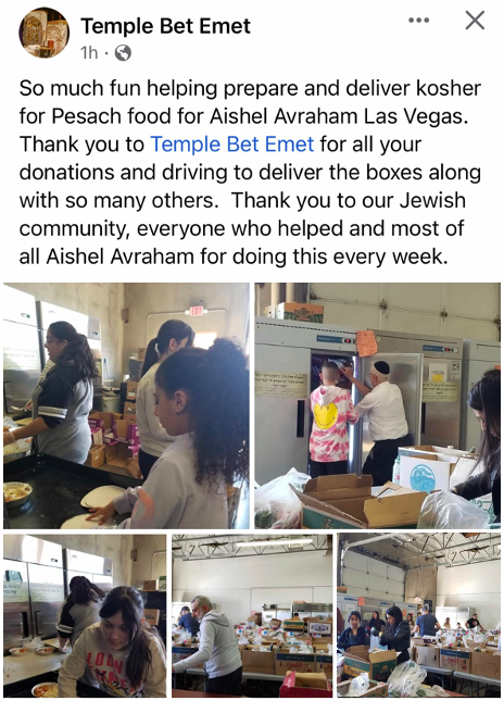 Temple Bet Emet LV Kosher Food for Pesach